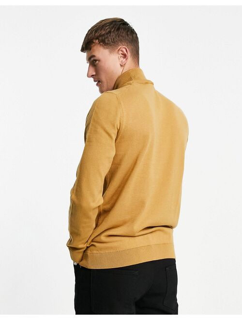 New Look roll neck knitted sweater in camel