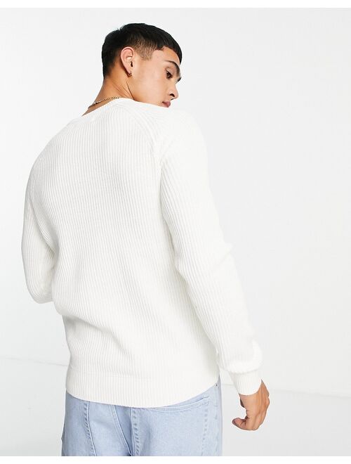 Jack & Jones Originals ribbed sweater in white