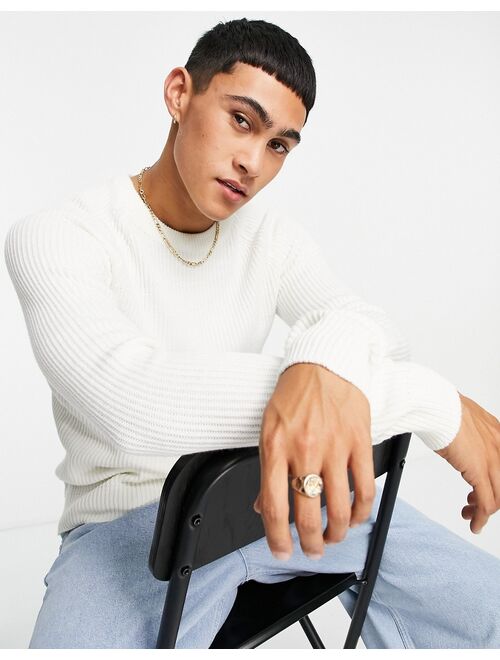 Jack & Jones Originals ribbed sweater in white