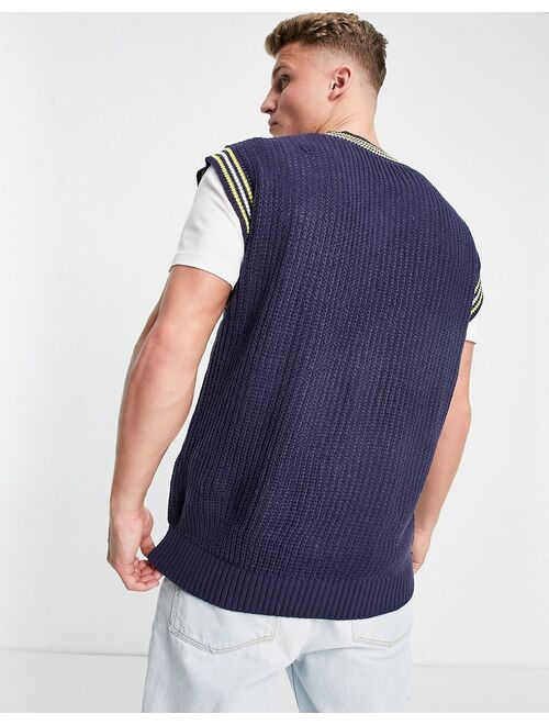 Jack & Jones cable knitted vest in navy