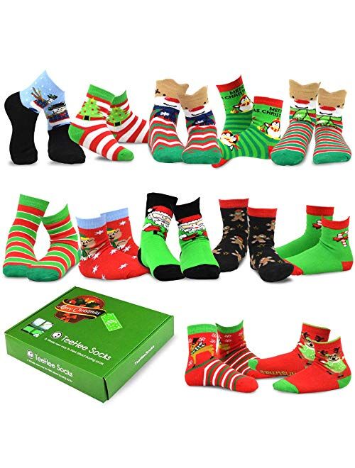 TeeHee Christmas 12-Pack Cotton Socks, Great Value Gift Box for Kids