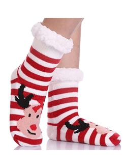 FNOVCO Kids Slipper Socks Boys Girls Fuzzy Soft Thick Cozy Warm Fleece lined Winter Indoor Christmas Socks