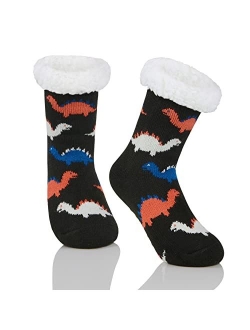 Zando Kids Girls Boys Slipper Socks Christmas Warm Fleece Fuzzy Socks Non-Skid Children Animal Thick Grip Fluffy Socks