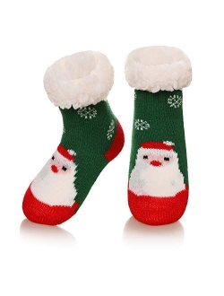 DoSmart Baby Girls Boys Slipper Socks Soft Warm Fleece Lined Cozy Winter Toddler Kids Child Christmas Home Socks with Grippers