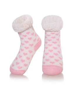 DoSmart Baby Girls Boys Slipper Socks Soft Warm Fleece Lined Cozy Winter Toddler Kids Child Christmas Home Socks with Grippers