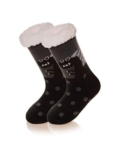 DoSmart Kids Boys Girls Fuzzy Slipper Socks Soft Warm Thick Fleece lined Christmas Stockings For Child Toddler Winter Home Socks