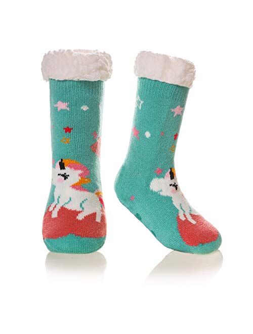 DoSmart Kids Boys Girls Fuzzy Slipper Socks Soft Warm Thick Fleece lined Christmas Stockings For Child Toddler Winter Home Socks