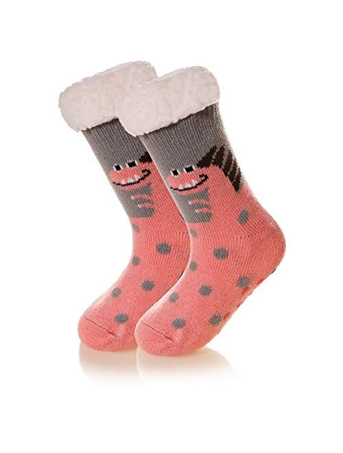 DoSmart Kids Boys Girls Fuzzy Slipper Socks Soft Warm Thick Fleece lined Christmas Stockings For Child Toddler Winter Home Socks