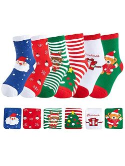 Wanlorraiy 6 Pairs Toddler Boys Girls Warm Christmas Socks Winter Children Kids Girls Boys Christmas Holiday Ankle Socks