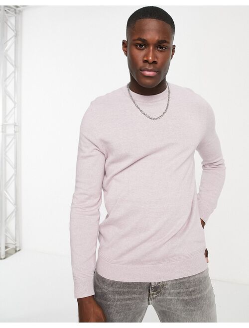 Topman knitted crew neck sweater in mauve