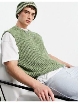 oversized crew neck tank in sage