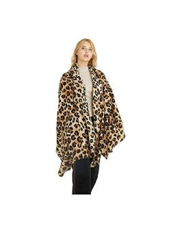 ZGMYC Women Cashmere Leopard Print Winter Scarf Pashmina Blanket Oversized Warm Wrap Shawl Headscarf