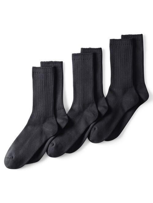 Men's Lands' End Seamless Toe Cotton 3-Pack Crew Socks