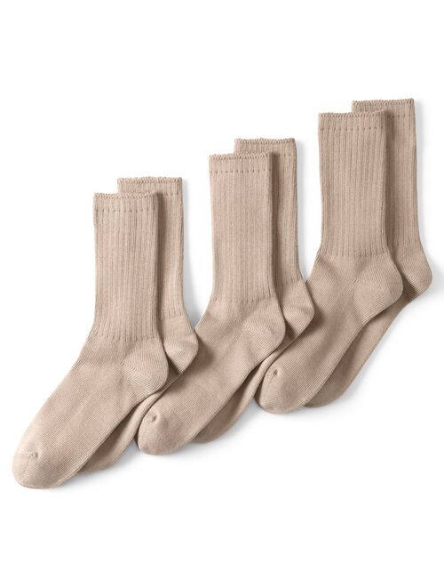 Men's Lands' End Seamless Toe Cotton 3-Pack Crew Socks