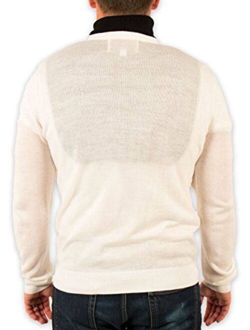 Festified Men's Redneck Cousin V-Neck White Sweater with Black Dickey