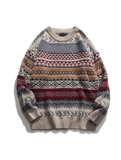 TANMKA Autumn Winter Vintage Striped Sweater Men Clothes Pullover Men Sweater Jumper Men's Sweater Knit