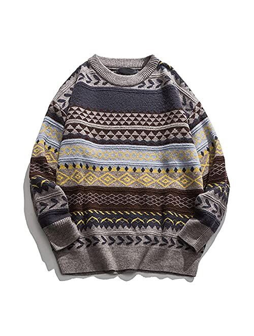 TANMKA Autumn Winter Vintage Striped Sweater Men Clothes Pullover Men Sweater Jumper Men's Sweater Knit