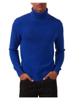 Kallspin Men’s Merino Wool Blend Relax Fit Turtle Neck Sweater Pullover