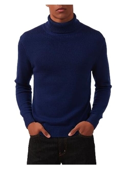 Kallspin Men’s Merino Wool Blend Relax Fit Turtle Neck Sweater Pullover