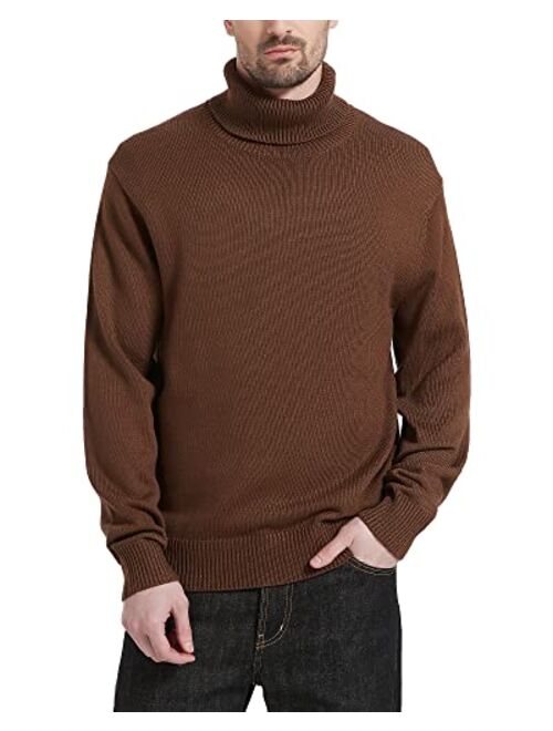 Kallspin Men’s Merino Wool Blend Relax Fit Turtle Neck Sweater Pullover