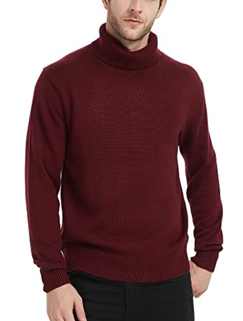 Kallspin Men’s Merino Wool Blend Relax Fit Turtle Neck Sweater Pullover