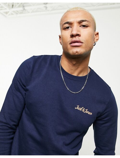 Jack & Jones Originals sweat with script logo in navy