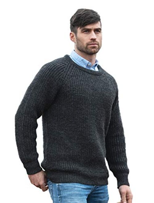 Men's Fisherman Irish Rib Crew Neck Sweater (100% Pure New Wool)