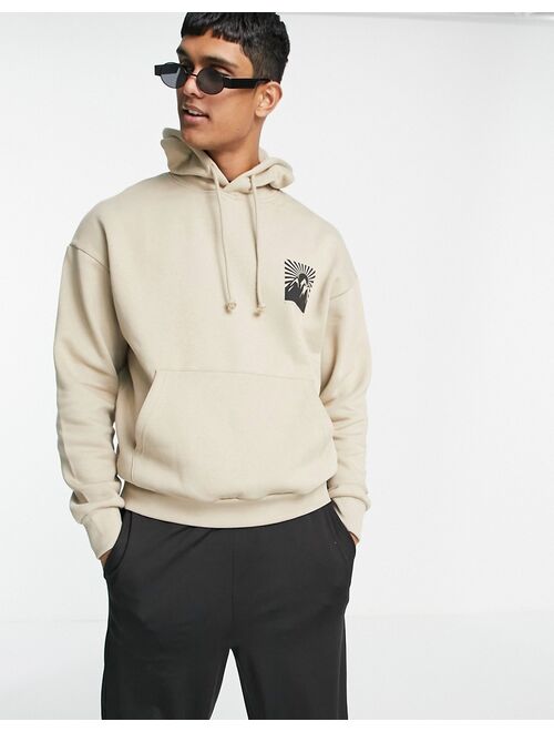 Jack & Jones Originals oversized sweatshirt with mountain back print in beige