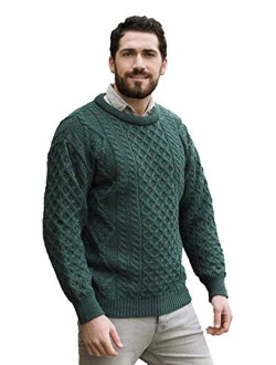 Irish Soft Cable Knitted Crew Neck Sweater (100% Pure New Wool)