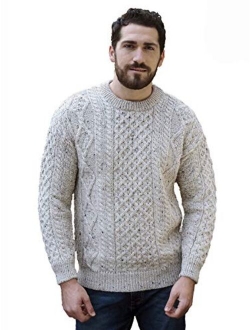 Irish Soft Cable Knitted Crew Neck Sweater (100% Pure New Wool)