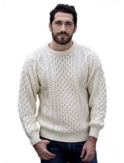 Irish Soft Cable Knitted Crew Neck Sweater (100% Pure New Wool)