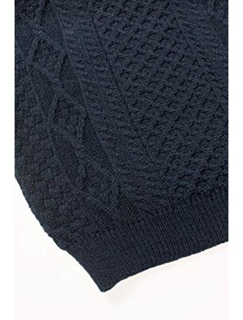 Walls Irish Soft Cable Knitted Crew Neck Sweater (100% Pure New Wool)