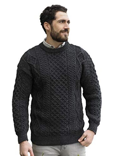 Walls Irish Soft Cable Knitted Crew Neck Sweater (100% Pure New Wool)