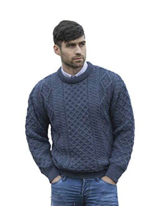 Walls Irish Soft Cable Knitted Crew Neck Sweater (100% Pure New Wool)