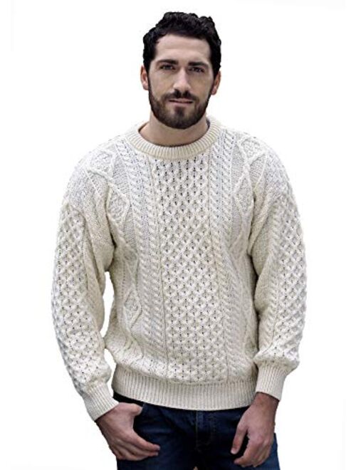 Walls Irish Soft Cable Knitted Crew Neck Sweater (100% Pure New Wool)