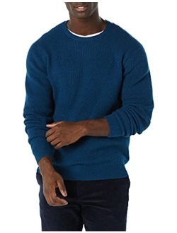 Men's Long-Sleeve Soft Touch Waffle Stitch Crewneck Sweater