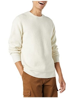 Men's Long-Sleeve Soft Touch Waffle Stitch Crewneck Sweater