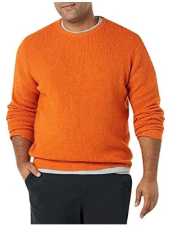 Men's Long-Sleeve Soft Touch Waffle Stitch Crewneck Sweater