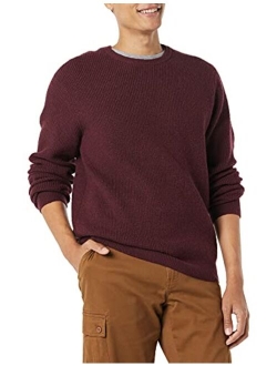 Men's Long-Sleeve Soft Touch Waffle Stitch Crewneck Sweater