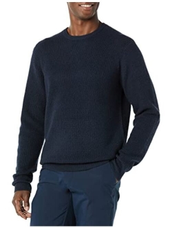 Men's Long-Sleeve Soft Touch Waffle Stitch Crewneck Sweater