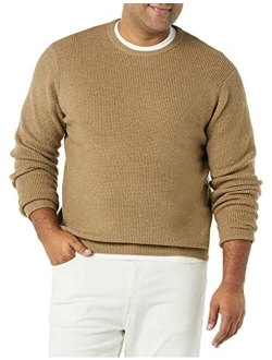 Men's Long-Sleeve Soft Touch Waffle Stitch Crewneck Sweater