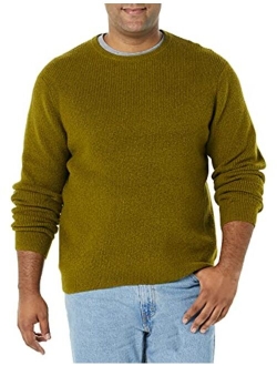 Men's Long-Sleeve Soft Touch Waffle Stitch Crewneck Sweater