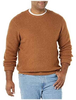 Men's Long-Sleeve Soft Touch Waffle Stitch Crewneck Sweater