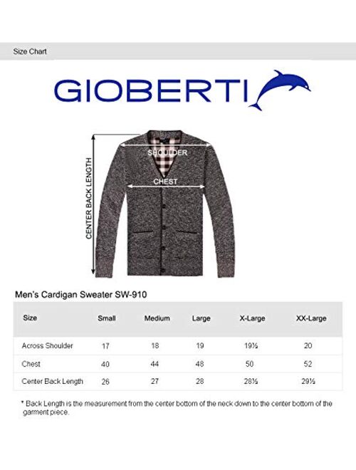 Gioberti Men's Knitted V-Neck Button Down Cardigan Sweater with Flannel Lining and Pockets