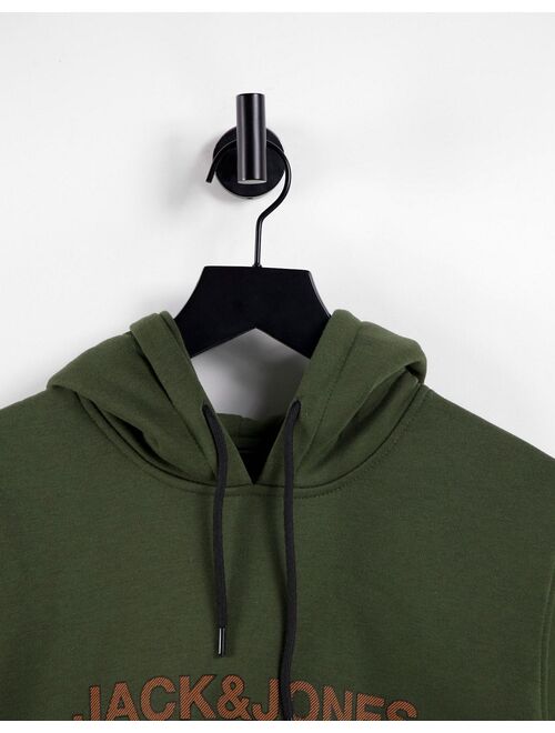 Jack & Jones Essentials hoodie with color block in khaki