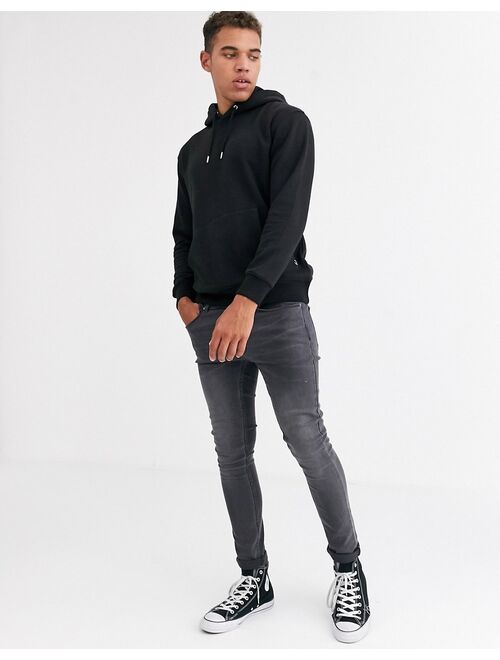 Jack & Jones Essentials oversized hoodie in black