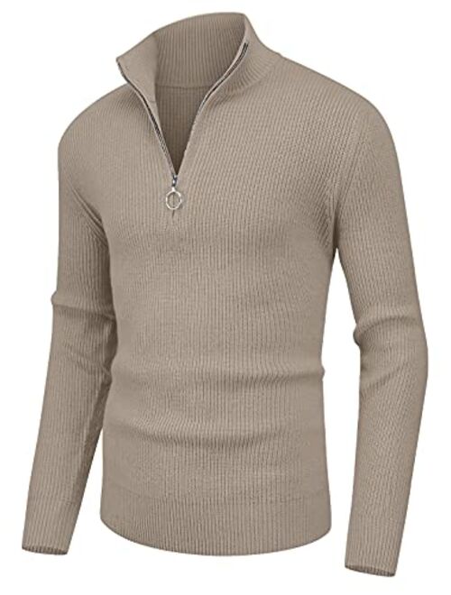 Sailwind Sailwind Men's Soft Sweaters Quarter Zip Pullover Classic Ribbed Turtleneck Sweater for Men