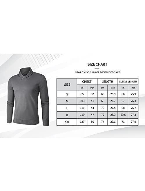 NITAGUT Men's Casual Slim Fit Long Sleeve Shawl Collar Pullover Sweater