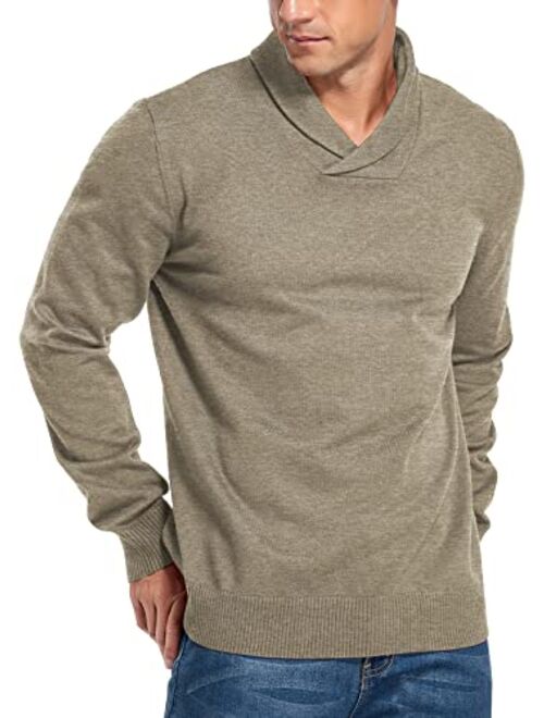 NITAGUT Men's Casual Slim Fit Long Sleeve Shawl Collar Pullover Sweater