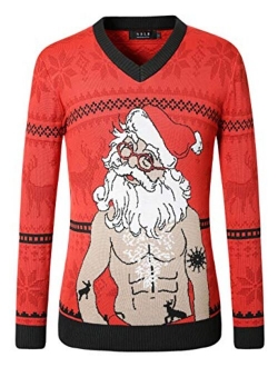 SSLR Mens Ugly Christmas Sweater Holiday Santa Clause Pullover Sweater for Men